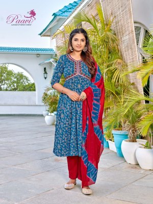 vini by Paavi heavy prtion print with pocket kurti pant and dupatta catalogue at affordable rate readymade suit catalogs