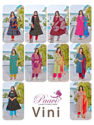 vini by Paavi heavy prtion print with pocket kurti pant and dupatta catalogue at affordable rate readymade suit catalogs