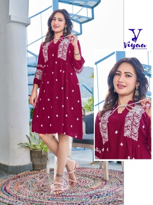 viyaa designer by candy finest quality of pure heavy reyon slub tunic style catalog at wholesale price kurtis catalogs