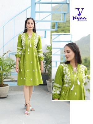 viyaa designer by candy finest quality of pure heavy reyon slub tunic style catalog at wholesale price kurtis catalogs