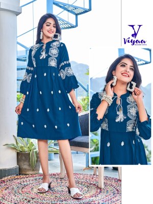 viyaa designer by candy finest quality of pure heavy reyon slub tunic style catalog at wholesale price kurtis catalogs