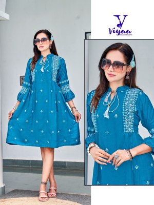 viyaa designer by candy finest quality of pure heavy reyon slub tunic style catalog at wholesale price kurtis catalogs