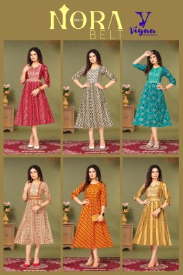 viyaa designer new presents nora belt vol 1 rayon nyra cute a line kurti wholesale  kurtis catalogs