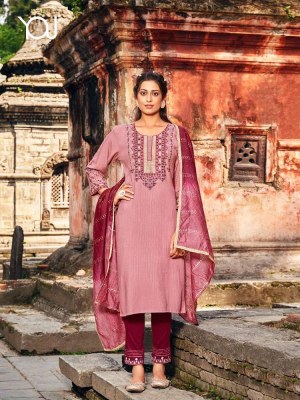 wanna new launch Khwaab Vol 2  Fancy Rayon Dobby Thread Work Kurti With Sleeves work  Pant  Dupatta Catalogue kurtis catalogs