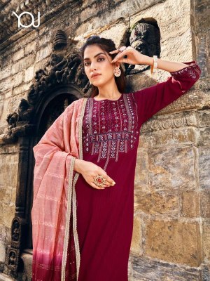 wanna new launch Khwaab Vol 2  Fancy Rayon Dobby Thread Work Kurti With Sleeves work  Pant  Dupatta Catalogue kurtis catalogs