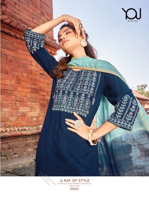 wanna new launch Khwaab Vol 2  Fancy Rayon Dobby Thread Work Kurti With Sleeves work  Pant  Dupatta Catalogue kurtis catalogs