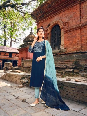 wanna new launch Khwaab Vol 2  Fancy Rayon Dobby Thread Work Kurti With Sleeves work  Pant  Dupatta Catalogue kurtis catalogs