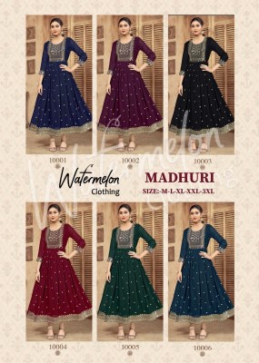 watermelon clothing by madhuri fox georgette embroidery work kurti at wholsale price  kurtis catalogs