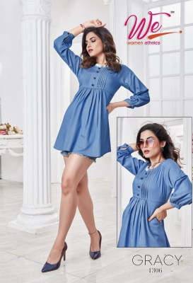 women ethnics by gracy denim fabric fancy western tunic style top catalogue at wholesale rate western wear catalogs