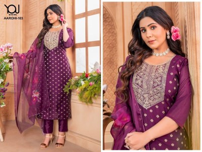 you choice by Aarohi 103 series heavy chanderi embroidered readymade suit catalogue at low rate  readymade suit catalogs