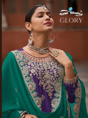 your choice by Glory Straight with Sarara designer embroidered readymade suit catalogue Your choice