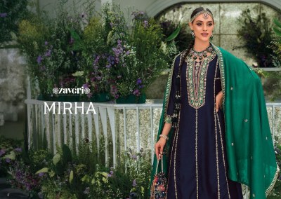 zaveri by mirha premium silk with emboidery work  Duppta- premium silk embroidery work readymade suit catalogue at wholesale  kurtis catalogs