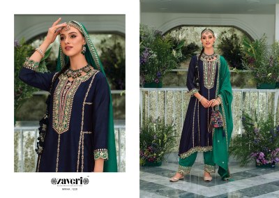 zaveri by mirha premium silk with emboidery work  Duppta- premium silk embroidery work readymade suit catalogue at wholesale  kurtis catalogs