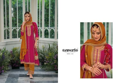 zaveri by mirha premium silk with emboidery work  Duppta- premium silk embroidery work readymade suit catalogue at wholesale  kurtis catalogs