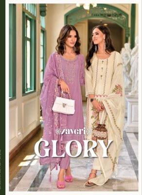 zaveri women beauty by glory soft organza kurti pant and dupatta at wholesale rate Zaveri  women beauty 