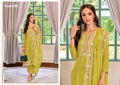 zaveri women beauty by glory soft organza kurti pant and dupatta at wholesale rate kurtis catalogs