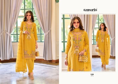 zaveri women beauty by glory soft organza kurti pant and dupatta at wholesale rate kurtis catalogs