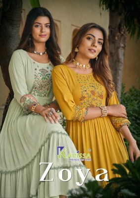 zoya by karissa Premium  rayon gown stylish  hand work  wholesale kurti kurtis catalogs